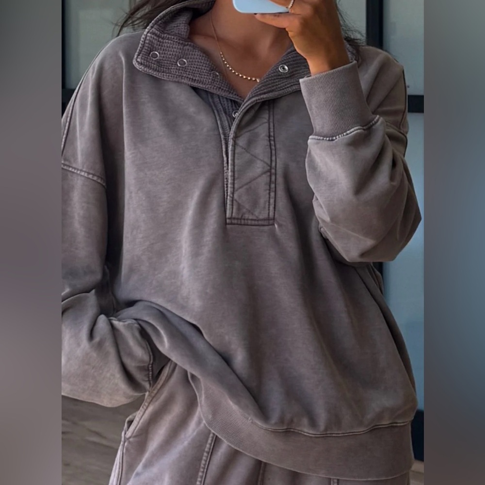 Washed Taupe Pullover Hoodie Sweatshirt